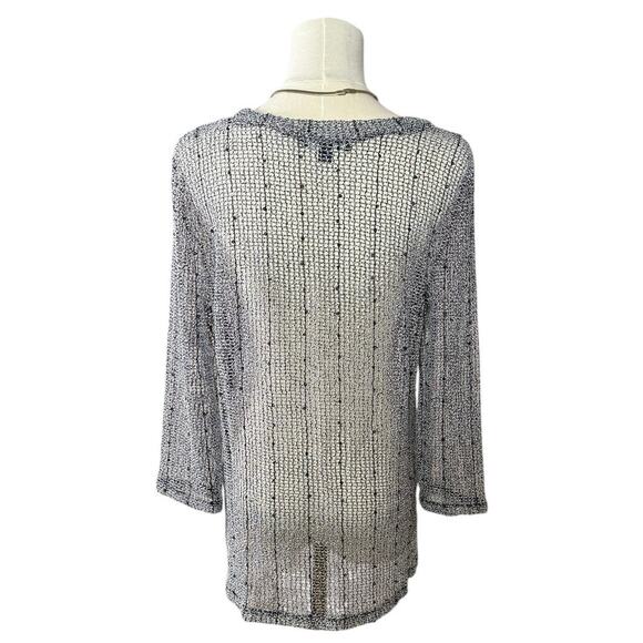 INC Gray Open Knit Mesh Top | Sheer Witchy Boho Layer Y2k | Medium - Picture 2 of 10